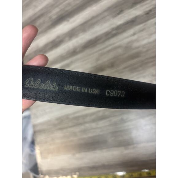 Cabela’s Men’s Black Leather Ranger Belt Size 34 Made in USA Heavy Duty - Picture 6 of 8